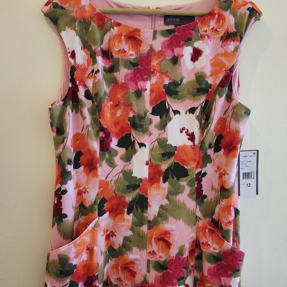 Donna Ricco Bright Floral Bateau Neck Midi Dress Size 12 - Picture 4 of 14